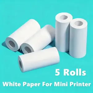 Mini Printer Paper, 57mm Width Color & White Continuous Paper, Portable Printer Paper, Self-adhesive Transparent Sticker Rolls For Portable Printer, Stationery Office Supplies