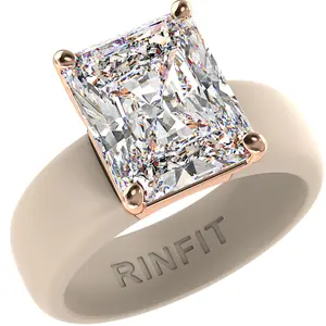 Silicone Ring – 10×8 mm Emerald Cut CZ | Patented Design - GlowStone Collection