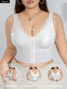 Multi-functional Shaping Bra Designed for Plus-Size Women Front-Closure Buckle Push-Up Bra Medium Wire-Free Posture-Correcting Bra with Tummy-Control Shaping Casual Everyday Underwear Comfort Underwear Shaping Tops Women's Apparel
