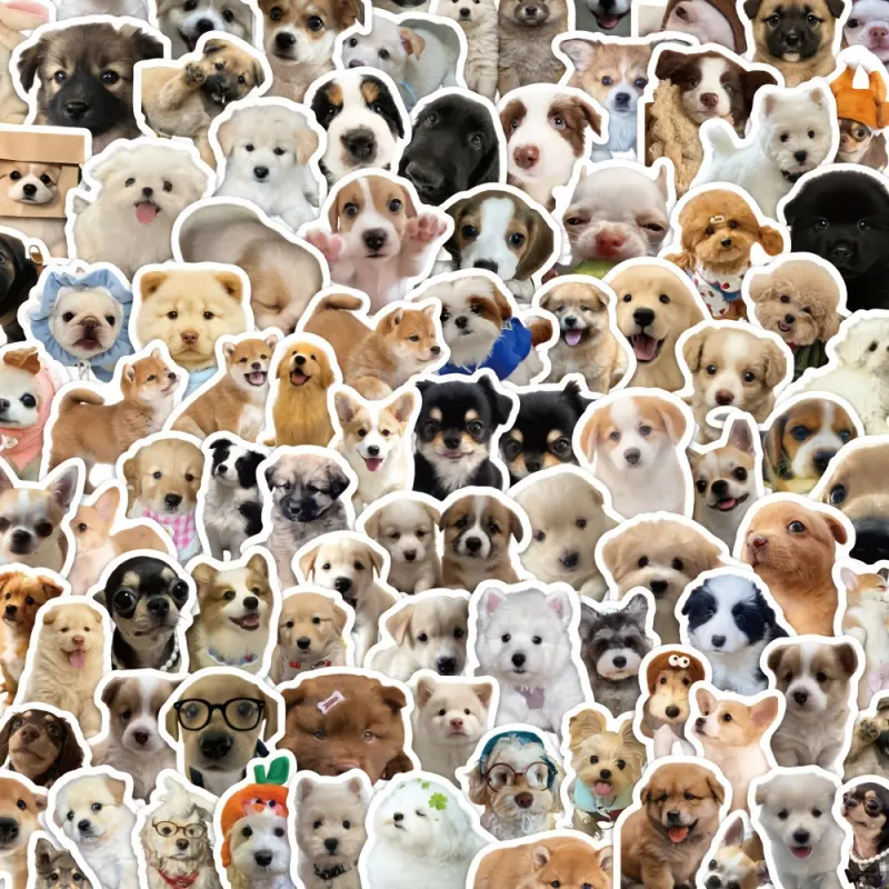 100pcs Realistic Puppy Stickers, Cute Dog Puppy Animal Decals, Decorative Stickers, Ins-Style Cute Pet Desktop and Wall Stickers for Valentine's Day, Suitable for Roller Skating and Cycling, Self Adhesive Stickers, Aesthetic Stickers, Sticker Sheets