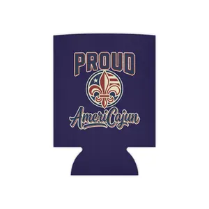 Proud AmeriCajun can cooler | Louisiana fleur-de-lis beverage sleeve