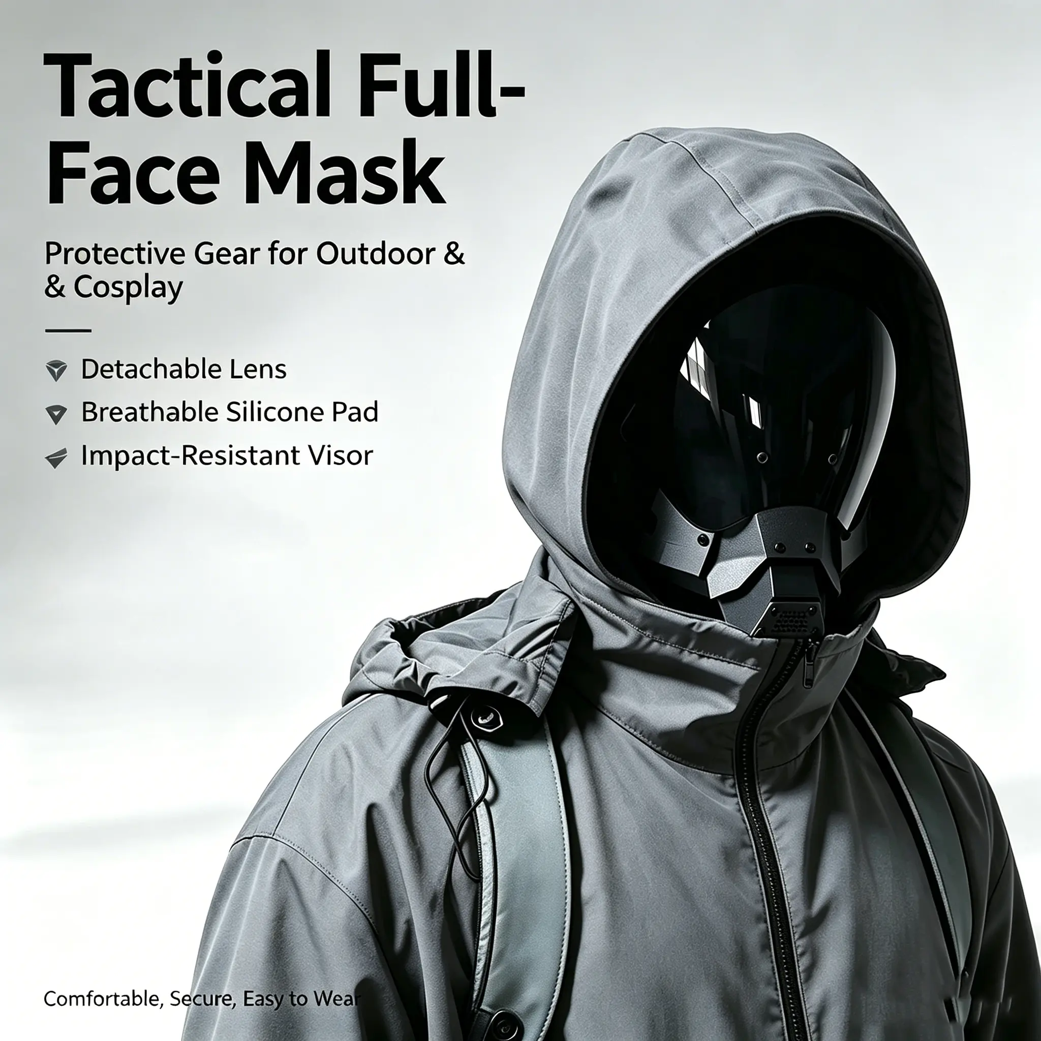Full Face Mask, Double Sided Breathable Tactical Mask, Party Cosplay Mask, Festival & Party Supplies