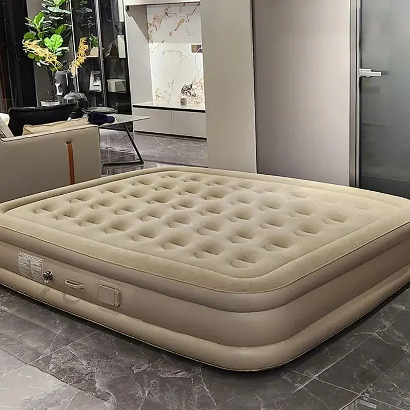 Luxury Inflatable Glamping Mattress – Thickened 2-Person PVC Camping Bed with Built-In Pump - 200x150x25cm-Double