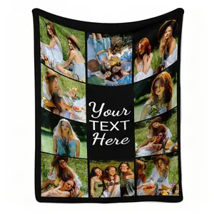 Custom 9 Photo Bestie Flannel Blanket, Personalized Your Text Here Friendship Collage Pattern Soft Warm Throw, Cozy Nap Blanket for Sofa Couch Bed, Customized Gift for Best Friend Her, Birthday Christmas Friendship Day Gift