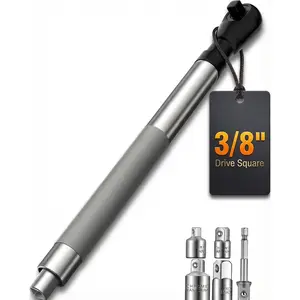 3/8" Offset Extension Wrench for Electric Drill, Impact Ratchet Extender for Tight Spaces, with 4 Adapters