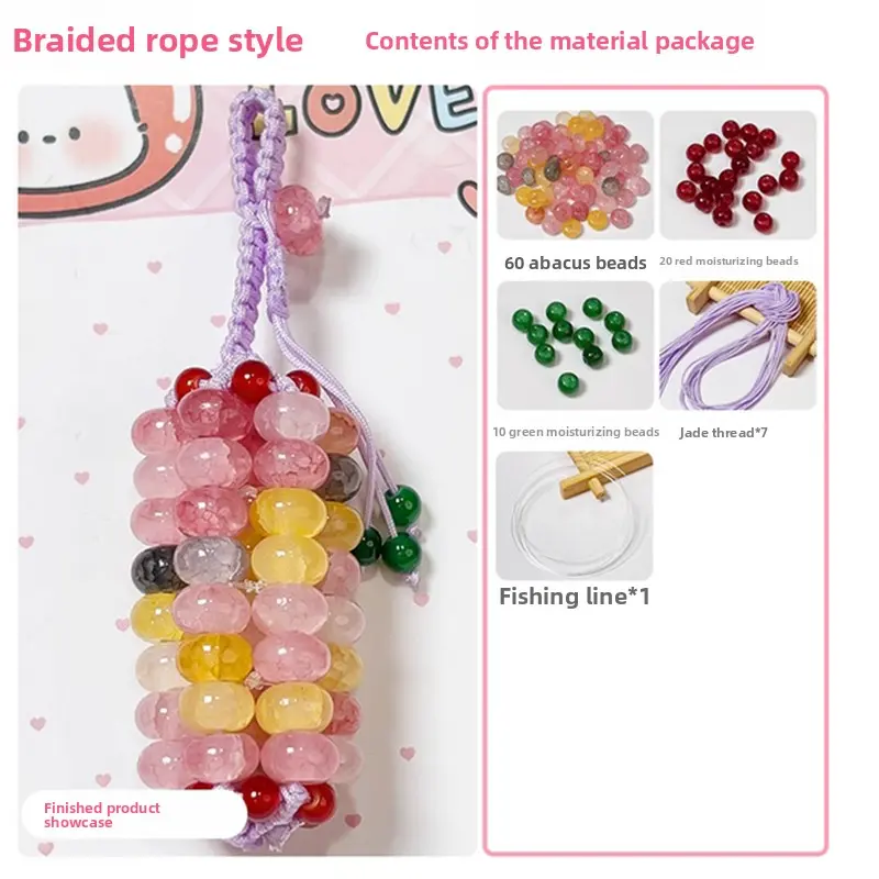 Fortune Corn Beads DIY Handmade Craft Kit - Keychain, Pendant, Phone Chain Glass Accessory for Team Building, Cultural Creative Gift, Memorial Day, Ceremony, 01-Make A Fortune, 02-Lucky, 05-Cute, Anniversary, Prom