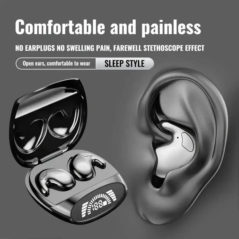 MSHUKCOE Wireless Sleep Earbuds for Side Sleepers Soft Comfortable Sleeping in Bed Ear Buds on Side Invisible Earphones Bluetooth Nighttime Sleeping Flat Earbuds Small Tiny Mini Headphones Sports Waterproof Headsets，for Work Running