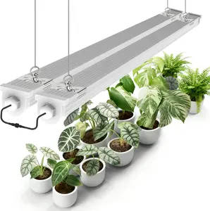 2-Pack Waterproof Plant Grow Lights, 4FT Full Spectrum Natural White Light for Seed Starting & Veg, 96W(2 X 48W,600W Eqiv), Integrated Linkable Grow Light Strip with Switch, Plug and Play