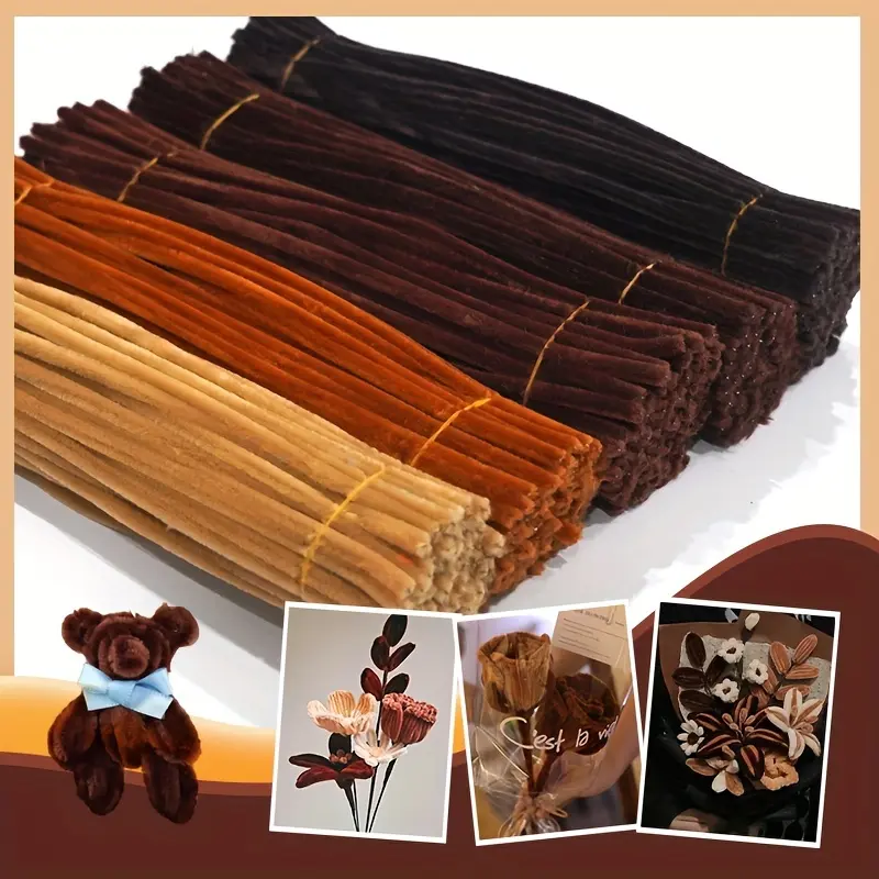 200/500pcs Super Dense Brown Series Twist Sticks, DIY Material, DIY Craft Supplies, Suitable for DIY Crafts, DIY Flower Decor, DIY Ornament, Christmas Decorations, and Art Projects, Ideal for Graduation Gifts and Home Decor