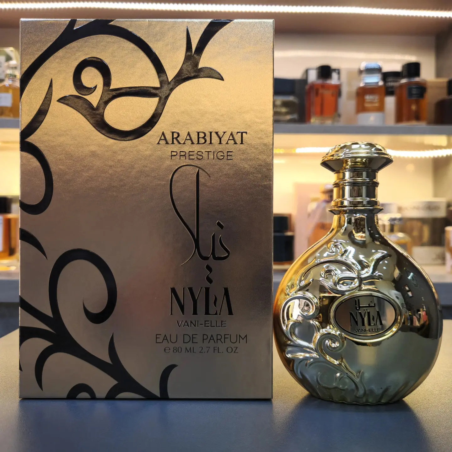 Arabiyat Prestige Nyla Vani-elle Unisex Eau De Parfum - 2.7fl.oz (100ml) Single Bottle, Luxury Woody Musk & Amber Vanilla Niche Perfume, Highly Scented EDP, Unisex Wear Everyday Fragrance, Warm Finish