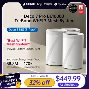 TP-Link Deco BE63(3-pack) Deco 7 Pro BE10000 Tri-Band WiFi 7 Mesh System | BE10000 Speeds, 10G Ports, 7600 Sq.Ft Coverage, 200+ Devices, AI Roaming & VPN