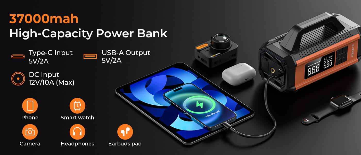 Portable 4000A Car Jump Starter with Air Compressor, 150PSI Tire Inflator for 8.0L Gas & 6.0L Diesel Engines Portable 4000A Car Jump Starter with Air Compressor, 150PSI Tire Inflator for 8.0L Gas & 6.0L Diesel Engines