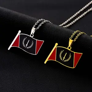 Stainless Steel American Black Flag Necklace Men Women Dily Party Faith Jewelry Personalized Memorial Birthday Gift