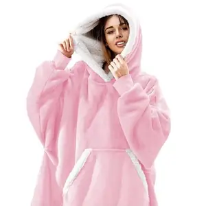 JointlyCreating Oversized Wearable Blanket Hoodie for Women Men & Kids Thick Sherpa Fleece Blankets Sweatshirt Lounging Pullover Christmas Gift One Size 35 Inch