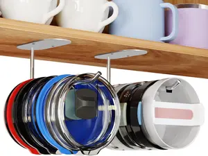 HomeWinner Tumbler Lid Organizer, Space Saving Cup Lid Organizer for Yeti Tumbler/Stanley Tumbler/Simple Modern Tumbler Lids, Self-Adhesive or Drilling Tumbler Lid Hook for Kitchen Organization and Storage Racks