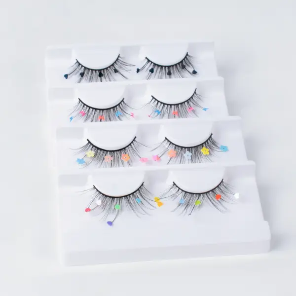 Colored Love Butterfly Flower Sequined False Eyelashes for Women