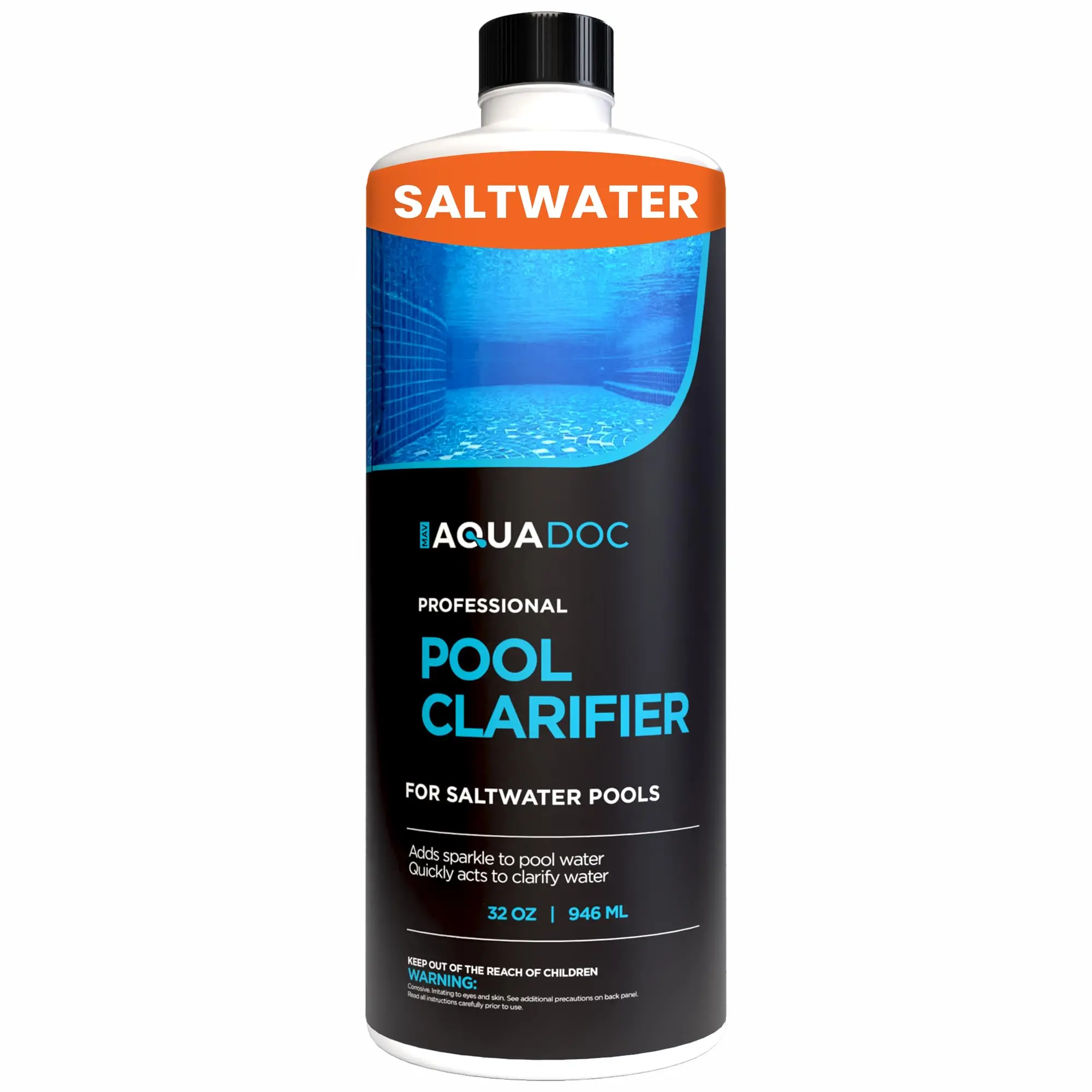 AquaDoc Pool Water Clarifier for Saltwater Pools - Supports Water Clarity in Inground and Above Ground Pools - Made in USA - 32oz