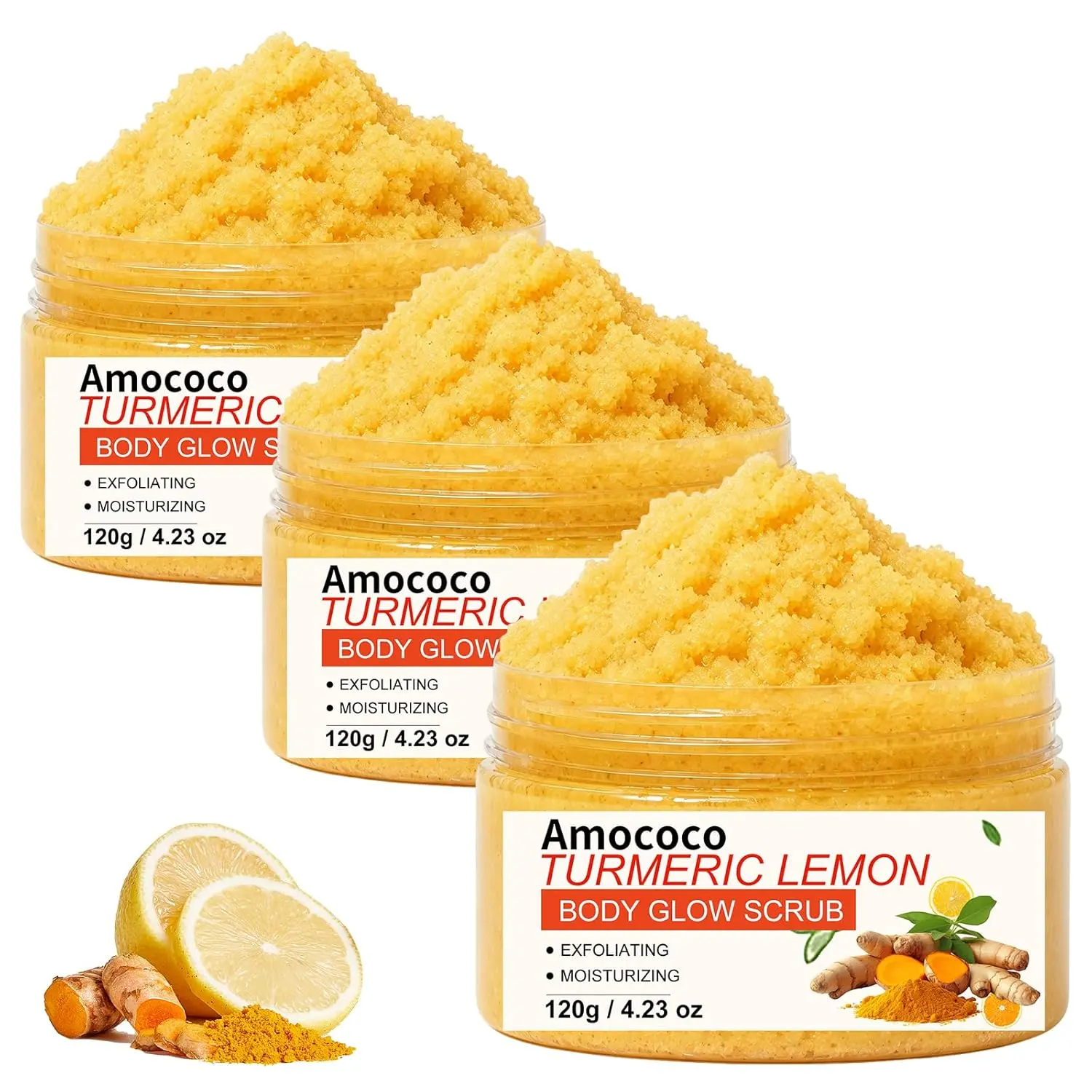 Turmeric Lemon Body Scrub, Deep Cleansing Exfoliator with Armpit Detox & Moisturization, 4.23oz.