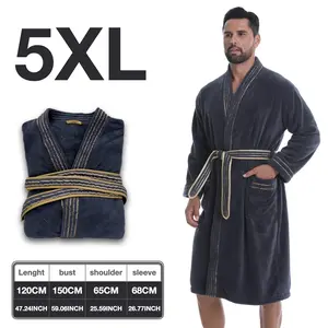 Luxury Gold Thread Bathrobe Fabric Big, Thick Warm Knee-Length, Quick-Dry Absorbent, Spa & Hotel Use, Unisex, Christmas Halloween Thanksgiving New Year Gift