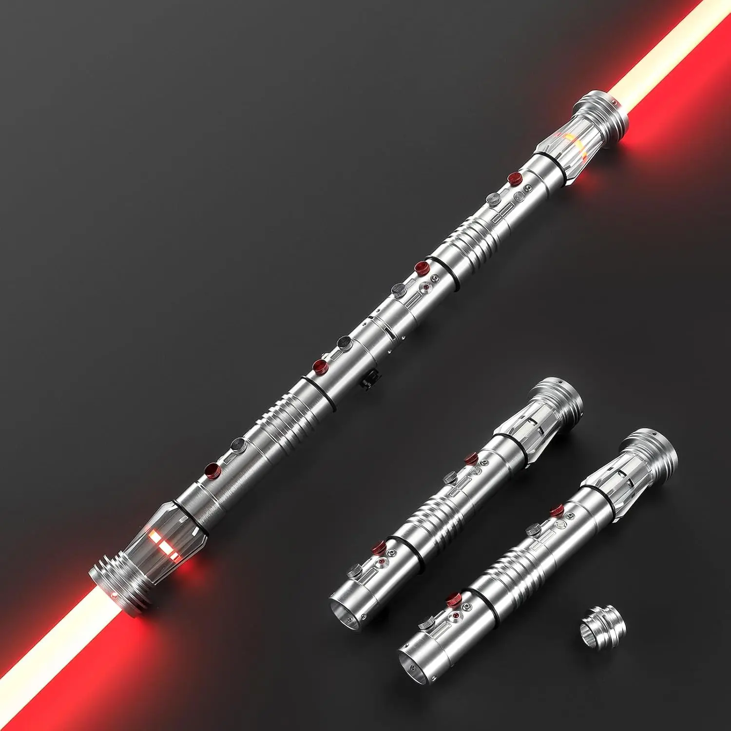Upgrade RGB3.0 Smooth Swing Light Saber Double Blades,Motion Control Dueling Light Saber 16 Sound Fonts Light Sabers with Infinite Color, Metal Hilt Lightsaber for Adult