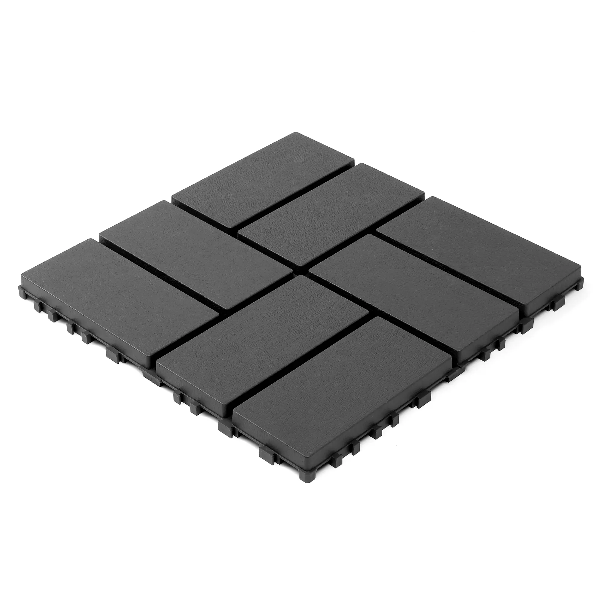 12x12 Inch Interlocking Deck Tiles, 44-Pack, Dark Gray Polypropylene, Snap-Together Patio Flooring for Outdoor & Indoor Use, Waterproof, All-Weather, Easy Install