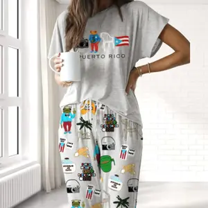 Baile Inolvidable "Puerto-Rico" Pajama Set For Women – Premium Satin, Relaxed Fit – Trending Sleepwear, Viral Comfy Style, Cute Outfits