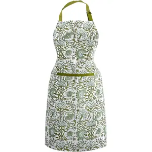 Floral Kitchen Apron for women with Pocket and Adjustable  Ties. Apron for Women Men Chef-Hand Block ed