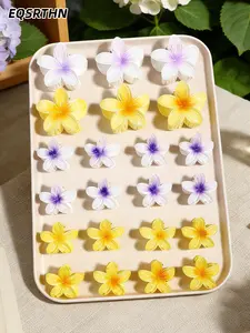 Cute Flower Hair Clips Set, 2 Sizes Non Slip Flower Claw Clips for Hair, Tropical Hibiscus Flower Clips for Summer Beach Party, Strong Hold Matte Hair Accessories for Styling, 22Pcs Bulk Pack for Daily Wear.