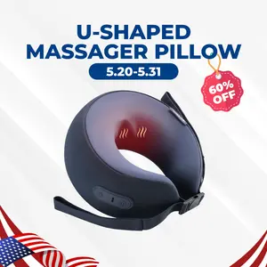 CINCOM U-Shaped Neck Massager Pillow (Midnight Blue) - Neck Shoulder Relaxer, Cervical Support, 360° Memory Foam, Soothing Heat, Kneading, Cordless Rechargeable Portable, Selfcare Gift for Mothers Day, Womens Gifts