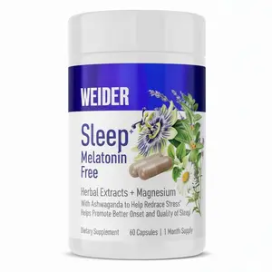 Weider Sleep Aid - 60 Capsules, Melatonin-Free |  Herbal Extracts + Magnesium