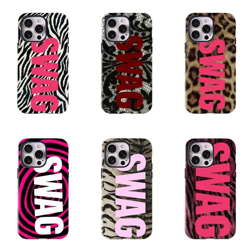Y2K Style SWAG Leopard Print Phone Case Millennial Hot Girl Phone Cases Compatible for iPhone 17 Promax 16 15 14 13 12 11 and for Samsung Galaxy S21-S25 Perfect Gift for Fashion Girls Boys Girly Phone Case iphone 14