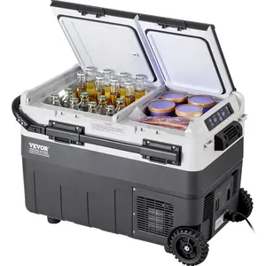 【FathersDayGift】VEVOR Portable Car Refrigerator, 12 Volt Car Refrigerator Fridge, 50 L / 52.8 QT Dual Zone Portable Freezer, -4℉-68℉ Adjustable Temperature, Compressor Cooler for Home, Outdoor, Camping, RV, Car