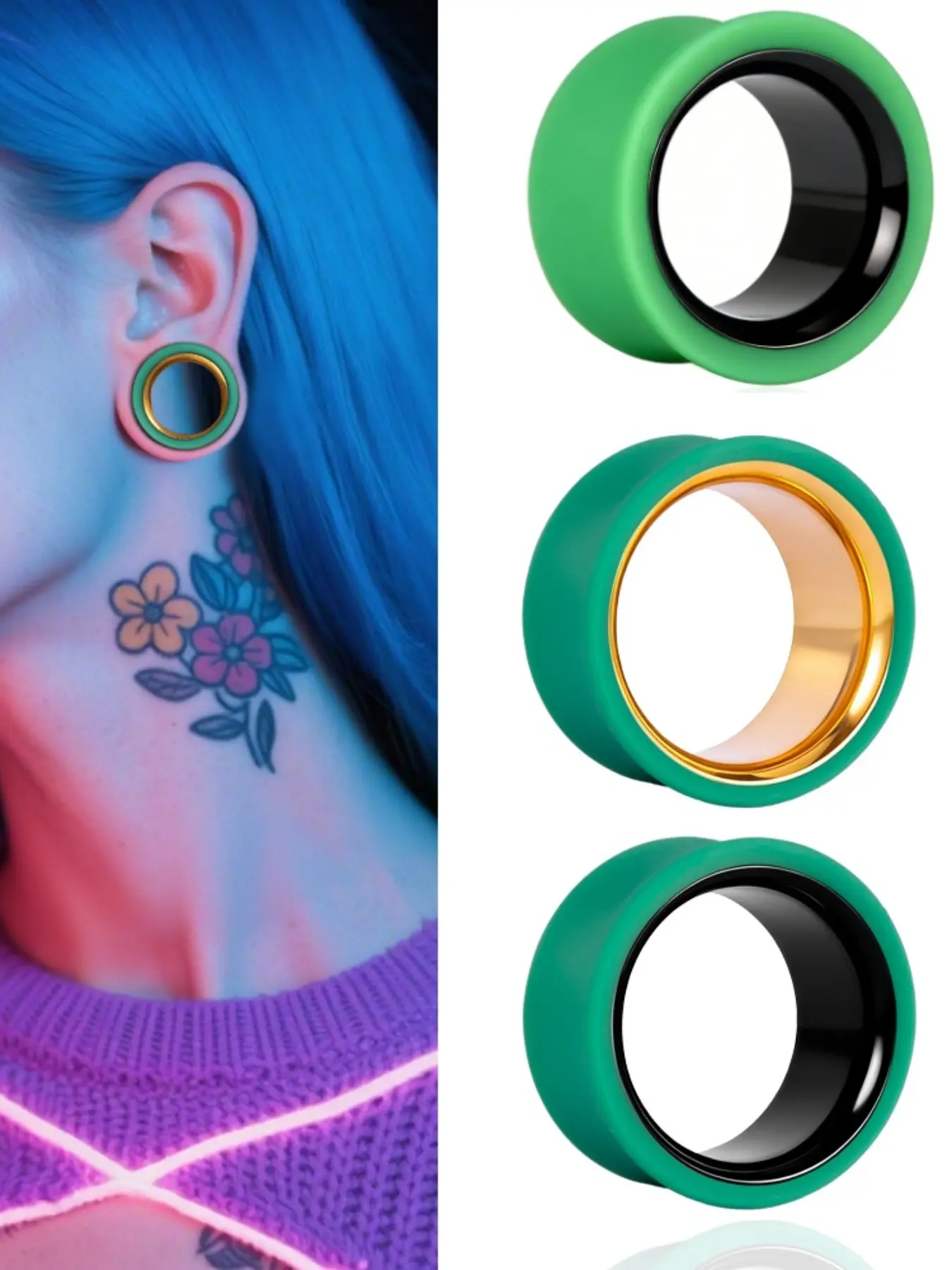 vanku 2pcs Soft Ear Tunnels, Stainless Steel Saddle Gauges, Hypoallergenic Piercing Jewelry, Bohemian Earrings, Boho Style Trendy Jewelry, Fashionable Jewelry Accessories for All Seasons