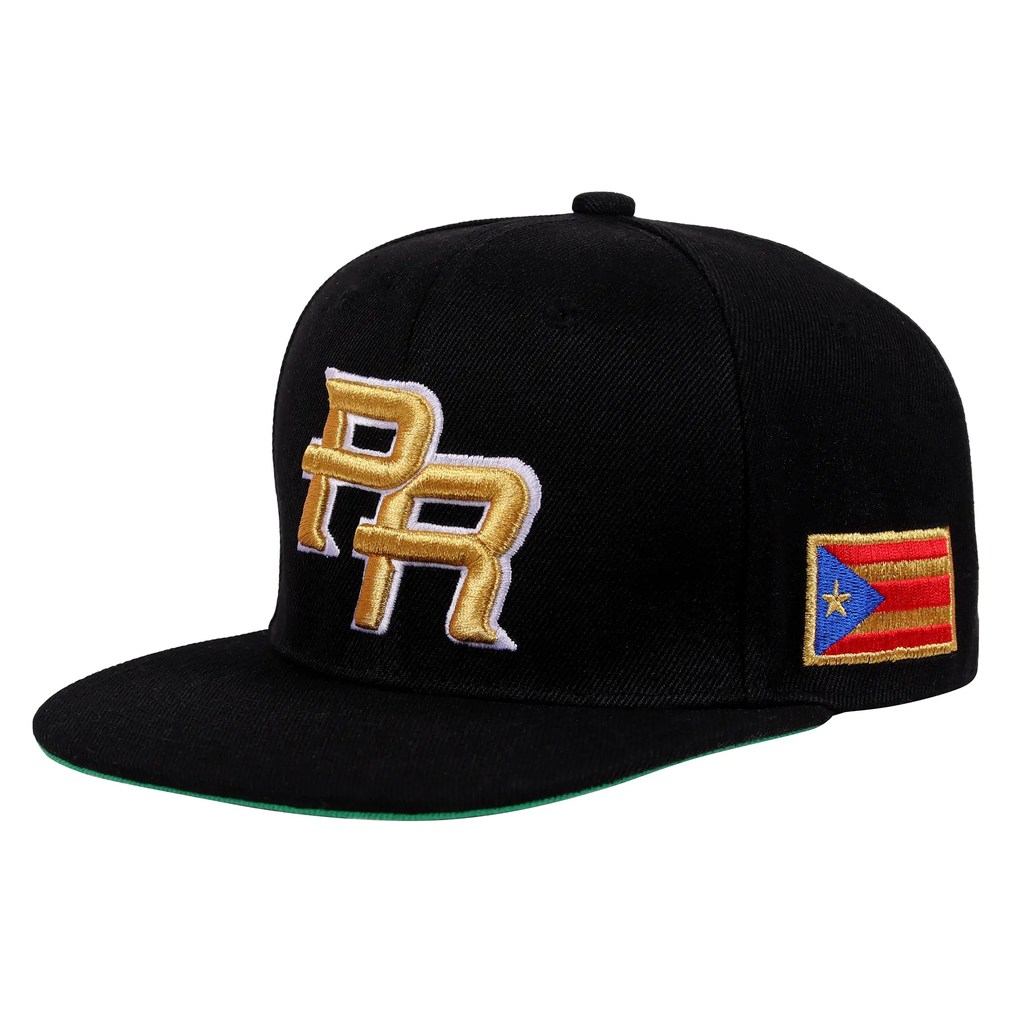 PR Embroidered Puerto Rico Unisex Polypropylene Strapback Baseball Hat, 8 Colors, Snapback Strap, UV Prevention, 150g Heavyweight, All Seasons, Free Size, Flat Brim, Casual, Football Cartoon Embroidery, Sports-Outdoor Daily Use, Fans of Hip-Hop Culture