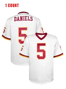 Men's Loose-Fit Sporty Rugby Jersey #5 Daniels, Perfect Gift for Young Athletes, Embroidered Design for Casual Wear, Sports Tops