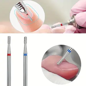 2pcs Diamond Nail Drill Bits Set, Professional Tungsten Steel Manicure Grinding Head Tools for Cuticle Removal, Dead Skin Cleaning, and Under Nail Care, Nail Supplies Equipment - Unscented, Nail Care Metal