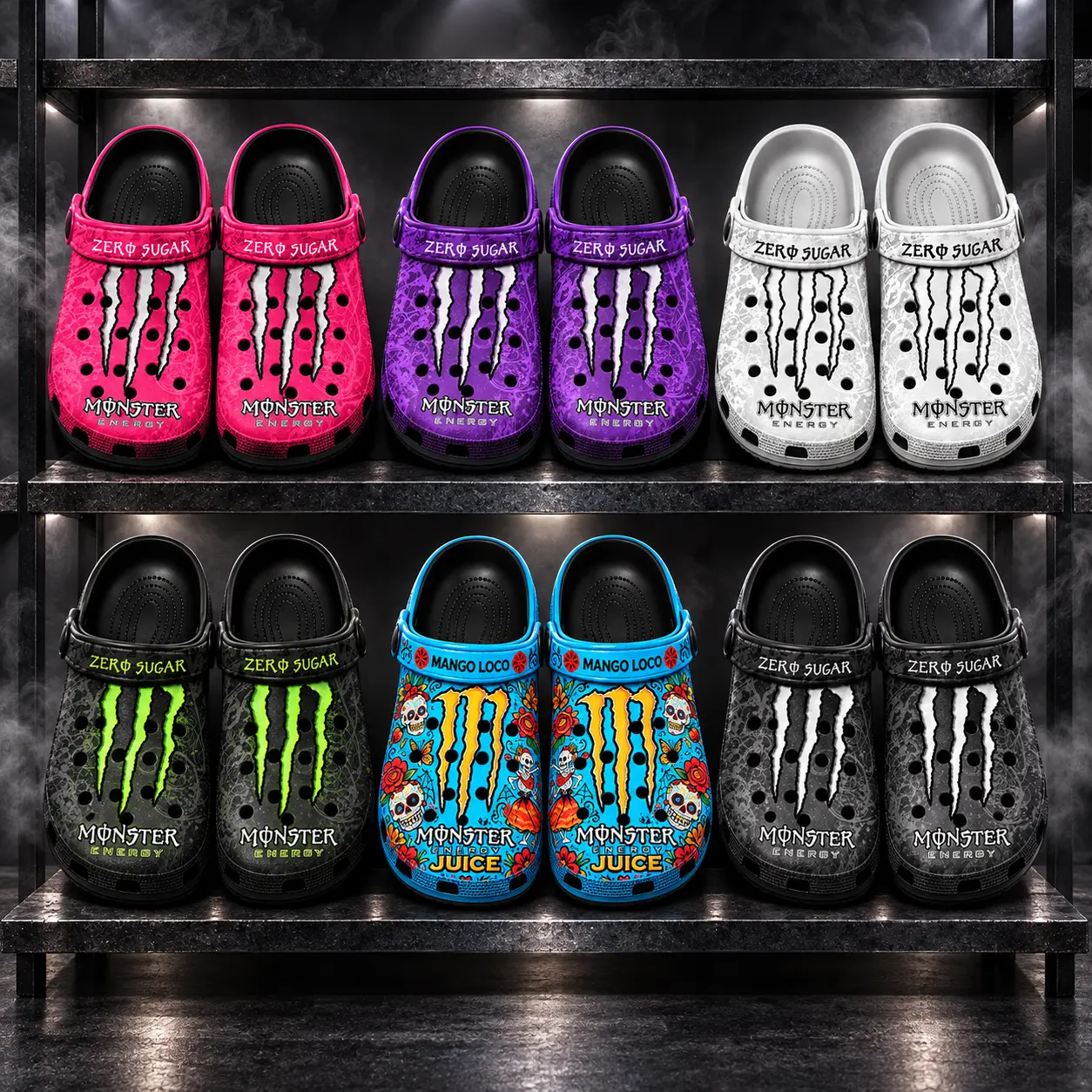 M Energy Clogs, Colorful Claw Logo Slip-On Shoes, Lightweight Unisex Casual Sandals