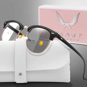 Fashion Photochromic Reading Glasses with Case and Gift Packaging, Classic Blue Light Blocking Unisex High Quality Eyewear for Men and Women