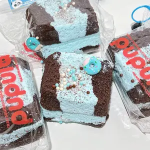 【Buy 3 get 1 free】Mint Chocolate Chip Three-Layer Thick Toast tabba squishies kidstoysFood-Grade Silicone Slow-Rising Rebound Squishy Fidget Toys for Stress Relief - Soft Squeeze Toys with Thick Creamy Slime Texture, Handmade Non-Toxic Sensory Toys