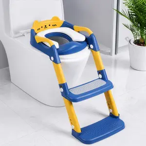 Orzbow Toddler Potty Training Seat with Step Stool, Adjustable Height, Non-Slip & Splash Guard, Cute Bear Design
