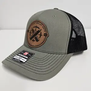 Richardson 112 Hat with Laser-Engraved Leather Hittcraft Logo - Mesh Back Trucker Cap