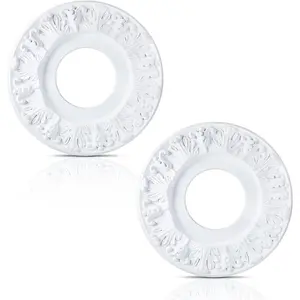 2 Pieces Ceiling Medallion Molded White PU Ceiling Medallions for Light Fixtures Cover Decorative Plate for Replacement Canopies Home Chandelier Fans 10"OD x3.5"ID