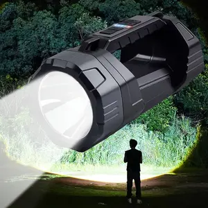 Portable LED camping light, six modes, rechargeable USB flashlight, Multifunctional flashlight, side emergency light, solar outdoor light, tactical COB flashlight, power bank function, for camping, fishing, maintenance and emergency situations