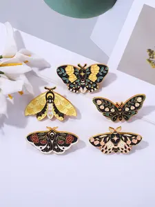 5 Piece Set Butterfly Brooch Enamel Pin Creative Insect Vibrant Metal Badge Scarf Clip Collar Backpack Button Clothing Accessory