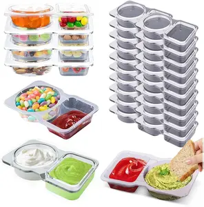 NEW DEAL 20 Pcs Reusable Double Compartment Snack Containers with Lids - Leak-Proof BPA-Free PP Mini Snack Containers for Picnic, Camping & On-the-Go Dipping Sauces, Snack Packs Container for Kids Adults Kitchen Utensils Stackable Plastic