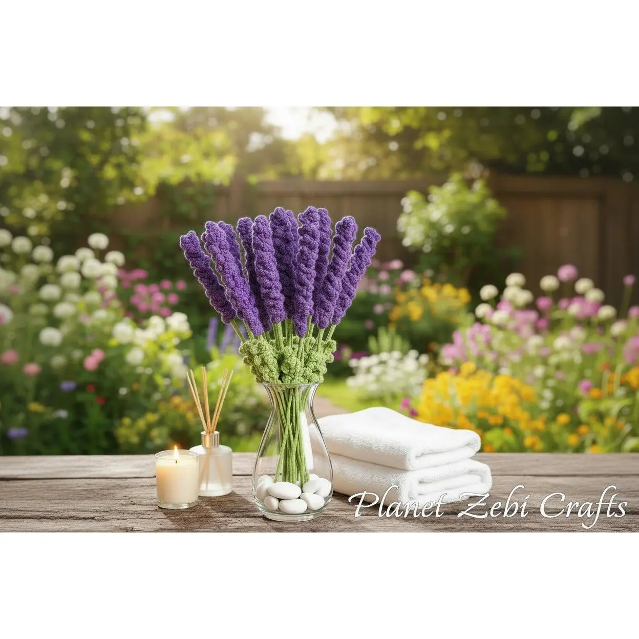 Handmade Crochet Lavender Purple Artificial Flowers Cottagecore Decor