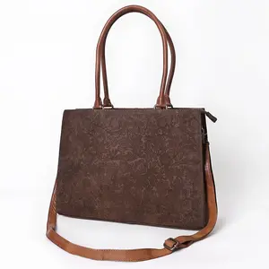 American Darling Western Leather Damascus Tote Bag – Premium Genuine Leather, Structured Body, Spacious Interior, Everyday Carry Tote with YKK Zipper