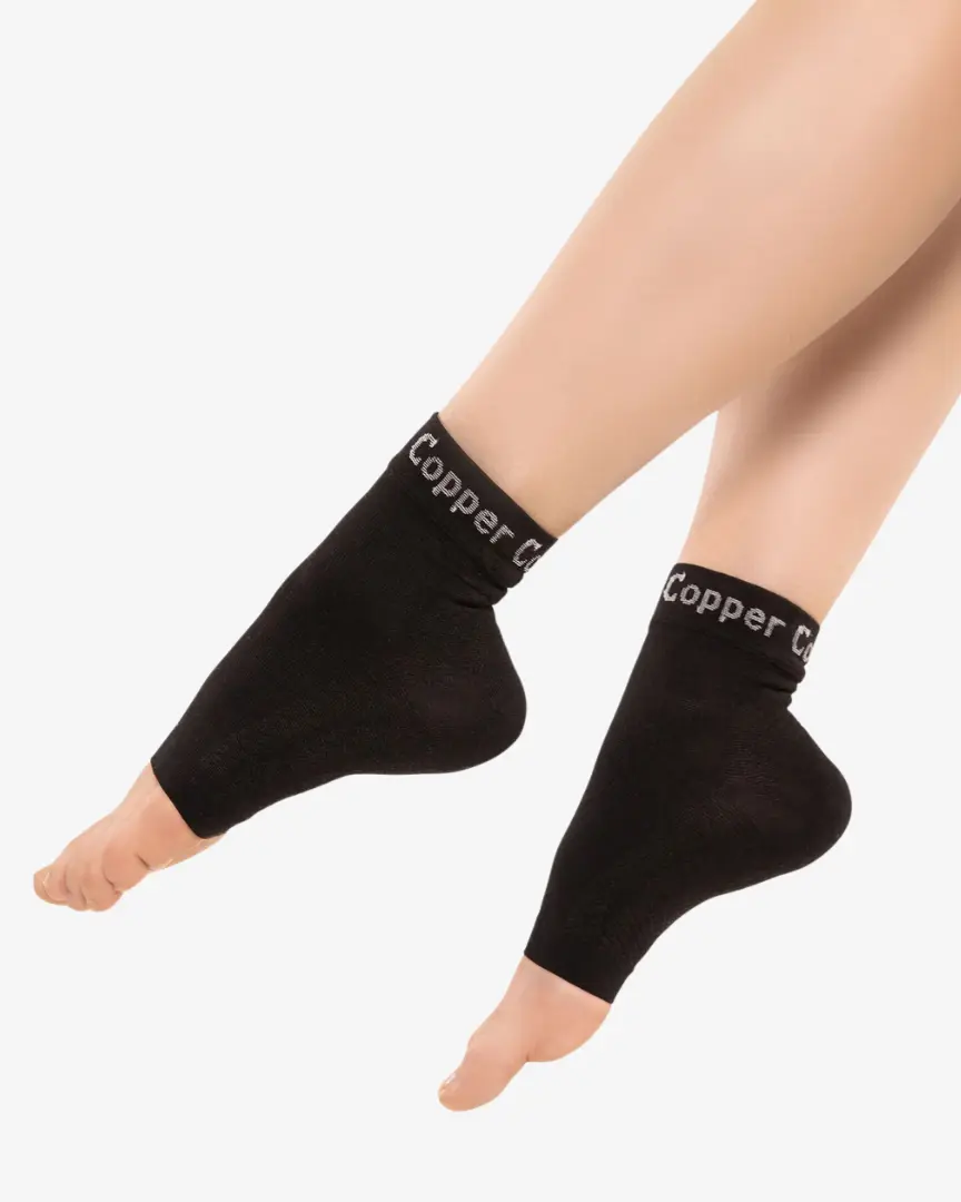 Copper Compression Foot Sleeves | Day & Night Foot Support Socks for Plantar Fasciitis | Black Copper Compression Foot Sleeves | Day & Night Foot Support Socks for Plantar Fasciitis | Black