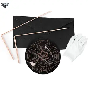 2PCS 99.9% Pure Copper Dowsing Rods Kit, 11.8 x 5.12 Inch Divining Witching Rods, Come with Gift Bag and Gloves, Ideal for Water Finding, Energy Healing, Paranormal Research, Ghost Hunting, Gold Detecting & Yes or No Divination, Black