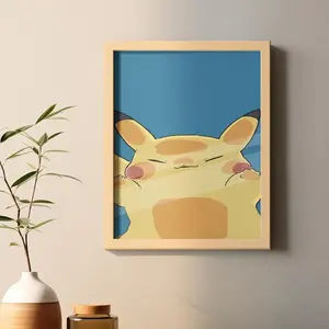 Pikachu Cute Squish Face Poster, Funny Fat Pikachu Wall Art for Anime & Pokemon Fans, Art Print Home Decor
